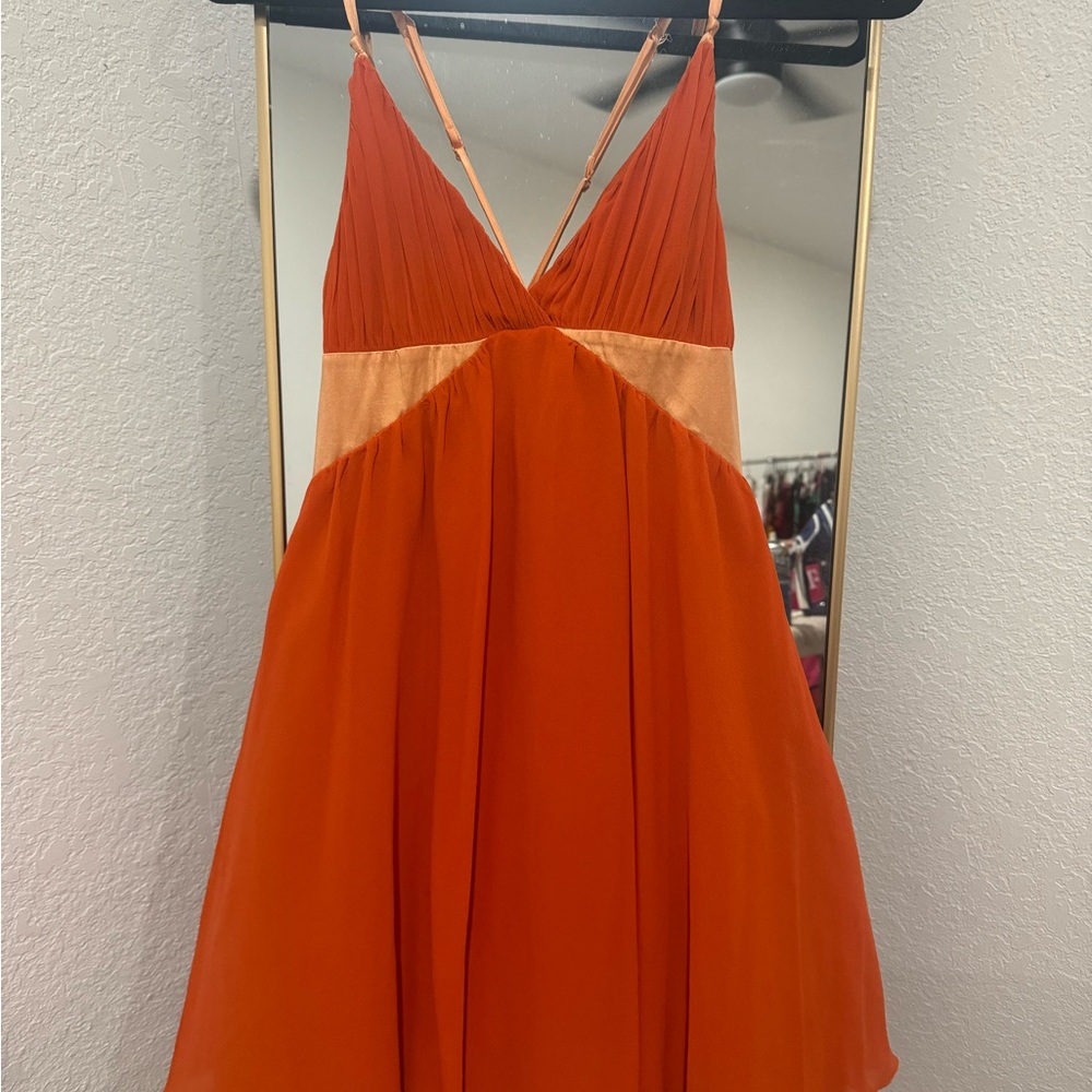 Bebe Tangerine Pleated Dress